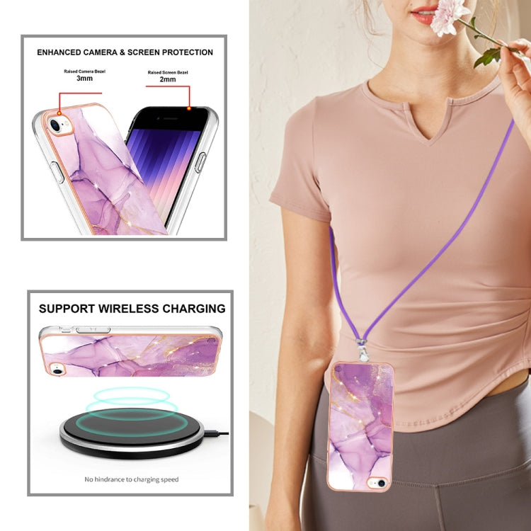 Electroplating Marble Pattern TPU Phone Case with Lanyard, For iPhone SE 2022 / SE 2020 / 8 / 7, For Motorola Moto G Stylus 2022, For Nokia G20 / G10, For Nokia G21 / G11, For Samsung Galaxy A23 5G / 4G, For OPPO Realme 9 Pro+ 5G                       ...