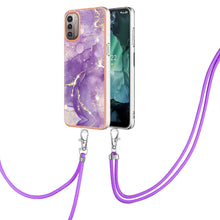 Load image into Gallery viewer, Electroplating Marble Pattern TPU Phone Case with Lanyard, For iPhone SE 2022 / SE 2020 / 8 / 7, For Motorola Moto G Stylus 2022, For Nokia G20 / G10, For Nokia G21 / G11, For Samsung Galaxy A23 5G / 4G, For OPPO Realme 9 Pro+ 5G                       ...