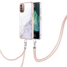 Load image into Gallery viewer, Electroplating Marble Pattern TPU Phone Case with Lanyard, For iPhone SE 2022 / SE 2020 / 8 / 7, For Motorola Moto G Stylus 2022, For Nokia G20 / G10, For Nokia G21 / G11, For Samsung Galaxy A23 5G / 4G, For OPPO Realme 9 Pro+ 5G                       ...