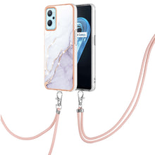 Load image into Gallery viewer, Electroplating Marble Pattern TPU Phone Case with Lanyard, For OPPO Realme 9i / A36 / A96 4G