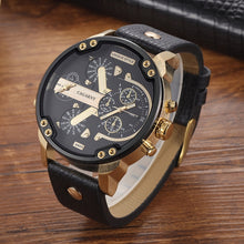 Load image into Gallery viewer, CAGARNY 6820 Round Large Dial Leather Band Quartz Dual Movement Watch For Men