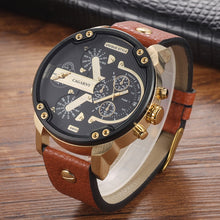 Load image into Gallery viewer, CAGARNY 6820 Round Large Dial Leather Band Quartz Dual Movement Watch For Men