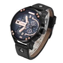 Load image into Gallery viewer, CAGARNY 6820 Round Large Dial Leather Band Quartz Dual Movement Watch For Men
