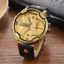 Load image into Gallery viewer, CAGARNY 6820 Round Large Dial Leather Band Quartz Dual Movement Watch For Men
