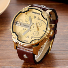 Load image into Gallery viewer, CAGARNY 6820 Round Large Dial Leather Band Quartz Dual Movement Watch For Men
