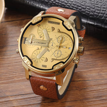 Load image into Gallery viewer, CAGARNY 6820 Round Large Dial Leather Band Quartz Dual Movement Watch For Men