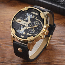 Load image into Gallery viewer, CAGARNY 6820 Round Large Dial Leather Band Quartz Dual Movement Watch For Men