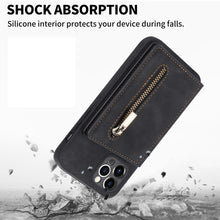 Load image into Gallery viewer, Zipper Card Holder Phone Case, For iPhone 11 Pro Max, For iPhone X / XS, For iPhone XR, For iPhone XS Max, For iPhone SE 2022 / 2020 / 8 / 7, For iPhone 8 Plus / 7 Plus, For iPhone 12 Pro, For iPhone 12 mini