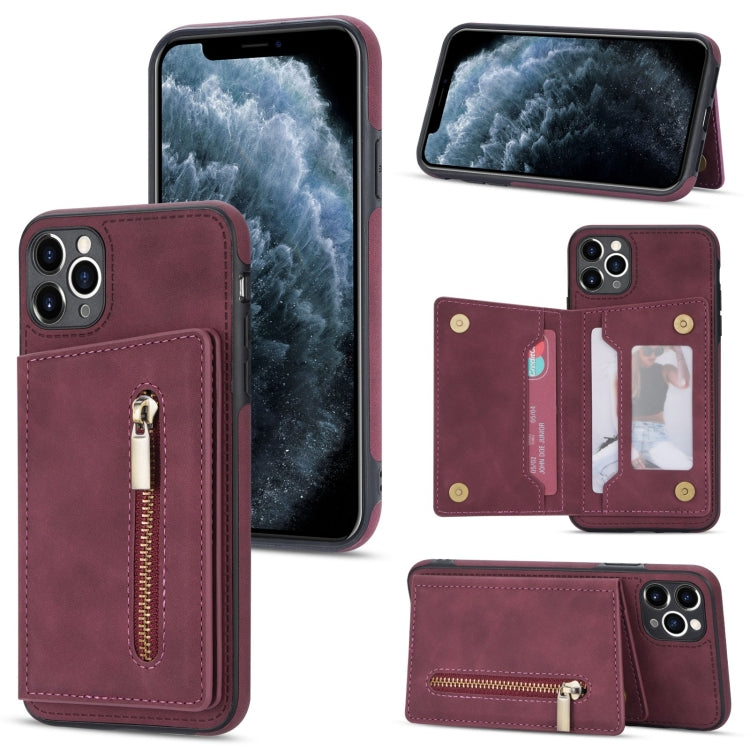 Zipper Card Holder Phone Case, For iPhone 11 Pro Max, For iPhone X / XS, For iPhone XR, For iPhone XS Max, For iPhone SE 2022 / 2020 / 8 / 7, For iPhone 8 Plus / 7 Plus, For iPhone 12 Pro, For iPhone 12 mini