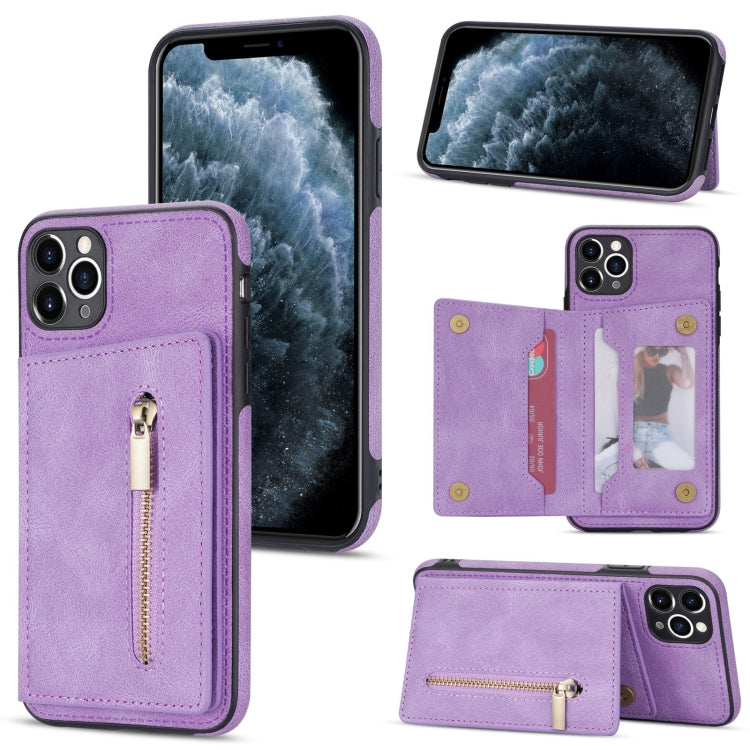Zipper Card Holder Phone Case, For iPhone 11 Pro Max, For iPhone X / XS, For iPhone XR, For iPhone XS Max, For iPhone SE 2022 / 2020 / 8 / 7, For iPhone 8 Plus / 7 Plus, For iPhone 12 Pro, For iPhone 12 mini