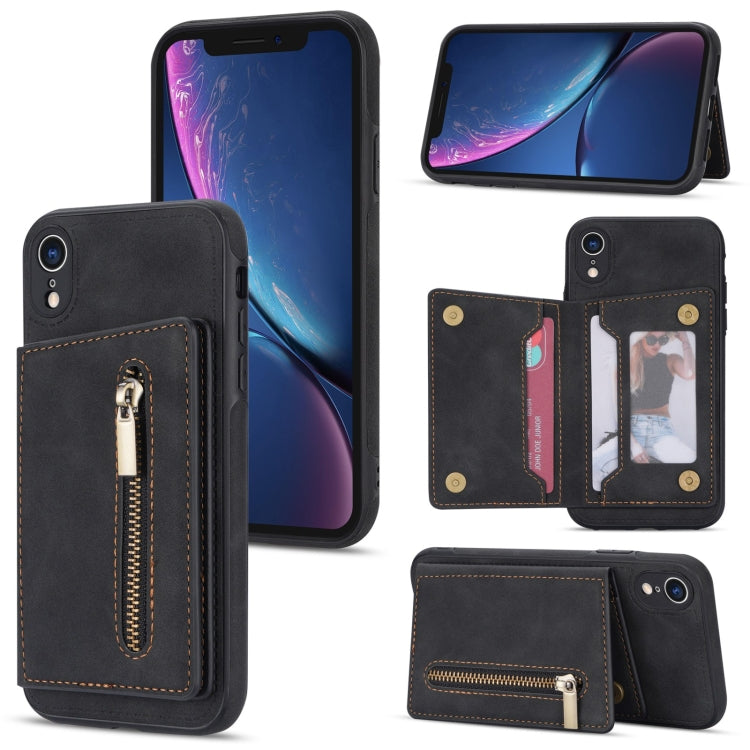 Zipper Card Holder Phone Case, For iPhone 11 Pro Max, For iPhone X / XS, For iPhone XR, For iPhone XS Max, For iPhone SE 2022 / 2020 / 8 / 7, For iPhone 8 Plus / 7 Plus, For iPhone 12 Pro, For iPhone 12 mini