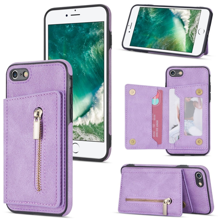 Zipper Card Holder Phone Case, For iPhone 11 Pro Max, For iPhone X / XS, For iPhone XR, For iPhone XS Max, For iPhone SE 2022 / 2020 / 8 / 7, For iPhone 8 Plus / 7 Plus, For iPhone 12 Pro, For iPhone 12 mini
