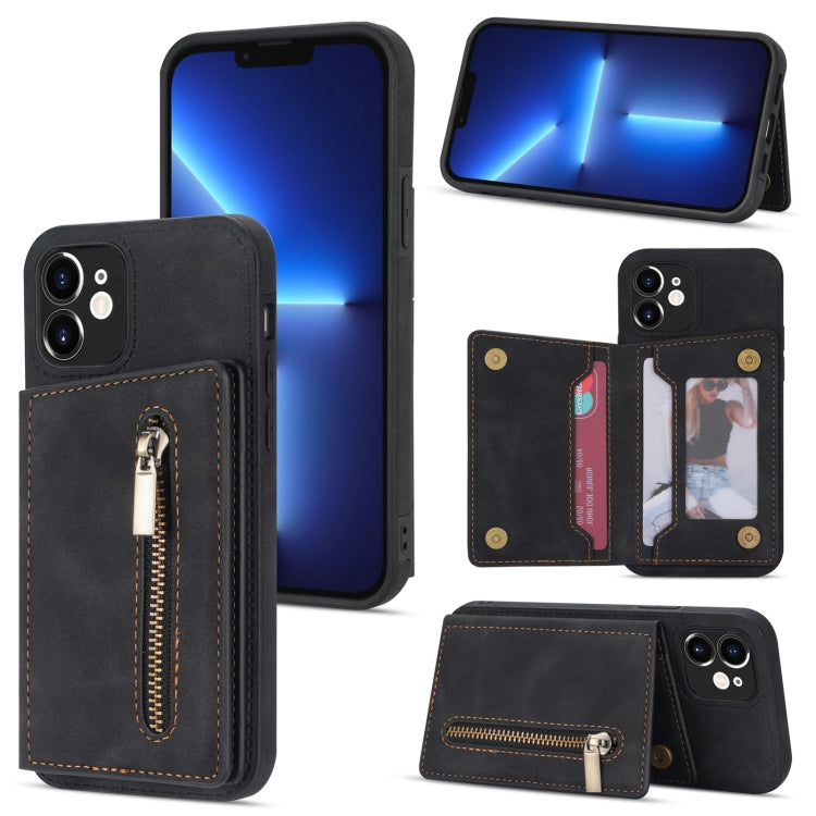 Zipper Card Holder Phone Case, For iPhone 11 Pro Max, For iPhone X / XS, For iPhone XR, For iPhone XS Max, For iPhone SE 2022 / 2020 / 8 / 7, For iPhone 8 Plus / 7 Plus, For iPhone 12 Pro, For iPhone 12 mini