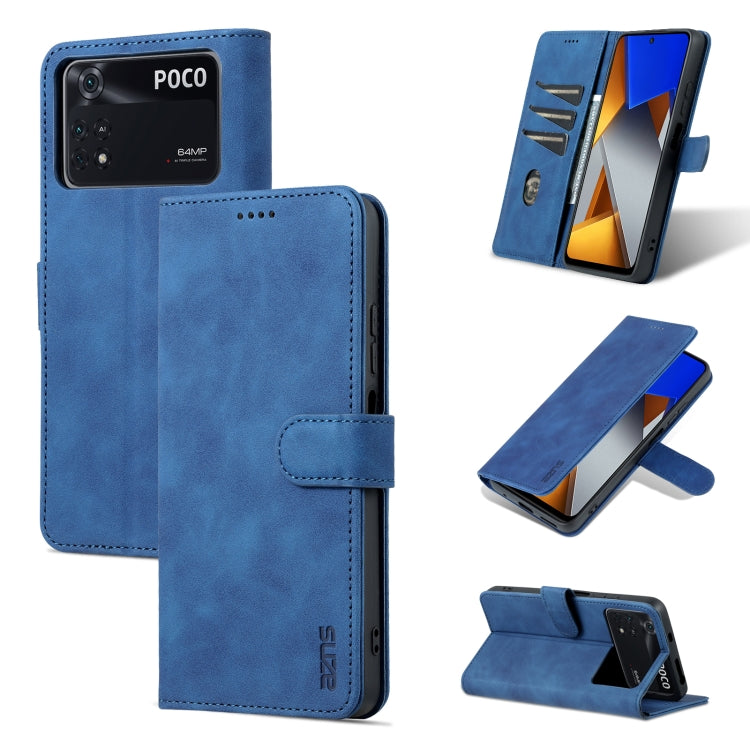 AZNS Skin Feel Calf Texture Flip Leather Phone Case, For Xiaomi Poco M4 Pro 4G