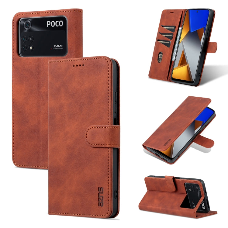 AZNS Skin Feel Calf Texture Flip Leather Phone Case, For Xiaomi Poco M4 Pro 4G