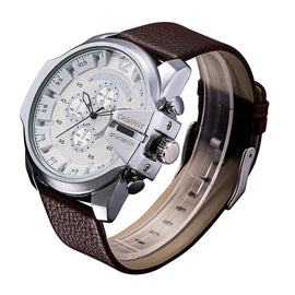 CAGARNY 6839 Irregular Large Dial Leather Band Quartz Sports Watch For Men