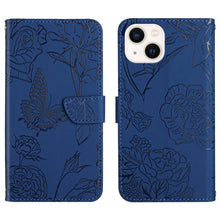Load image into Gallery viewer, Skin Feel Butterfly Peony Embossed Leather Phone Case, For iPhone 14, For iPhone 14 Plus, For iPhone 14 Pro, For iPhone 14 Pro Max