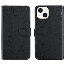 Load image into Gallery viewer, Skin Feel Butterfly Peony Embossed Leather Phone Case, For iPhone 14, For iPhone 14 Plus, For iPhone 14 Pro, For iPhone 14 Pro Max