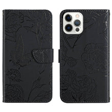Load image into Gallery viewer, Skin Feel Butterfly Peony Embossed Leather Phone Case, For iPhone 14, For iPhone 14 Plus, For iPhone 14 Pro, For iPhone 14 Pro Max