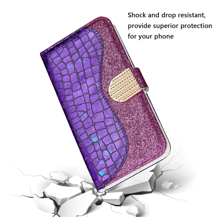 Laser Glitter Powder Crocodile Texture Leather Phone Case, For Samsung Galaxy A13 4G, For Xiaomi Redmi 10C