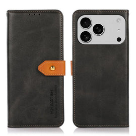 KHAZNEH Dual-color Cowhide Texture Flip Leather Phone Case, For iPhone 18 Pro / 17 Pro, For iPhone 18 Pro Max / 17 Pro Max, For iPhone 17e / 16e, For iPhone 17, For iPhone Air, For iPhone 16 Pro Max, For iPhone 16 Pro, For iPhone 16 Plus, For iPhone 16...
