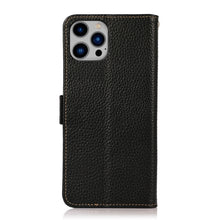 Load image into Gallery viewer, KHAZNEH Side-Magnetic Litchi Genuine Leather RFID Phone Case, For iPhone 14 Plus, For iPhone 14 Pro Max, For iPhone 14 Pro, For iPhone 14