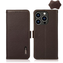 Load image into Gallery viewer, KHAZNEH Side-Magnetic Litchi Genuine Leather RFID Phone Case, For iPhone 14 Plus, For iPhone 14 Pro Max, For iPhone 14 Pro, For iPhone 14