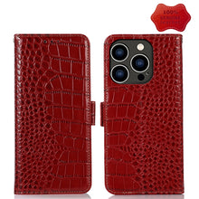Load image into Gallery viewer, Crocodile Top Layer Cowhide Leather Phone Case, For iPhone 14 Plus, For iPhone 14 Pro Max, For iPhone 14 Pro, For iPhone 14