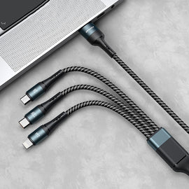 awei CL-972 Type-C / USB-C + 8 Pin + Micro USB 3 In 1 Fast Charging Data Cable, Length: 1.2m