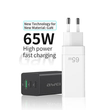 Load image into Gallery viewer, awei PD9 65W GaN Fast Charging Travel Charger, EU Plug