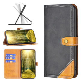 Color Matching Double Sewing Thread Leather Phone Case, For Motorola Moto E32 4G, For Xiaomi 12 Lite