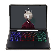Load image into Gallery viewer, A07B-AS Lambskin Pen Slot Touch Pad Bluetooth Keyboard Leather Tablet Case, For iPad 9.7 2018&amp;2017 / Pro 9.7 / Air 2, For iPad 10.2 2021&amp;2020&amp;2019/Air 2019/Pro 10.5, For iPad Air 11 2025 / 2024 / Air 2022&amp;2020 / Pro 11 2021&amp;2020&amp;2018