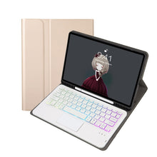 Load image into Gallery viewer, A07B-AS Lambskin Pen Slot Touch Pad Bluetooth Keyboard Leather Tablet Case, For iPad 9.7 2018&amp;2017 / Pro 9.7 / Air 2, For iPad 10.2 2021&amp;2020&amp;2019/Air 2019/Pro 10.5, For iPad Air 11 2025 / 2024 / Air 2022&amp;2020 / Pro 11 2021&amp;2020&amp;2018