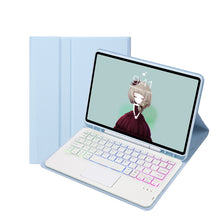 Load image into Gallery viewer, T07B-AS Skin Feel Pen Slot Touch Pad Bluetooth Keyboard Leather Tablet Case, For iPad 9.7 2018&amp;2017 / Pro 9.7 / Air 2, For iPad 10.2 2021&amp;2020&amp;2019/Air 2019/Pro 10.5, For iPad Air 11 2025 / 2024 / Pro 11 2021&amp;2020&amp;2018                                  ...