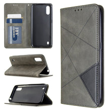 Load image into Gallery viewer, Rhombus Texture Horizontal Flip Magnetic Leather Case with Holder &amp; Card Slots &amp; Wallet, For Galaxy A01, For Galaxy A21
