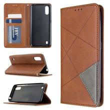 Load image into Gallery viewer, Rhombus Texture Horizontal Flip Magnetic Leather Case with Holder &amp; Card Slots &amp; Wallet, For Galaxy A01, For Galaxy A21