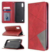 Load image into Gallery viewer, Rhombus Texture Horizontal Flip Magnetic Leather Case with Holder &amp; Card Slots &amp; Wallet, For Galaxy A01, For Galaxy A21