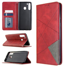 Load image into Gallery viewer, Rhombus Texture Horizontal Flip Magnetic Leather Case with Holder &amp; Card Slots &amp; Wallet, For Galaxy A01, For Galaxy A21