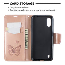 Load image into Gallery viewer, Two Butterflies Embossing Pattern Horizontal Flip Leather Case with Holder &amp; Card Slot &amp; Wallet &amp; Lanyard, For Galaxy A01, For Galaxy A21