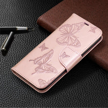 Load image into Gallery viewer, Two Butterflies Embossing Pattern Horizontal Flip Leather Case with Holder &amp; Card Slot &amp; Wallet &amp; Lanyard, For Galaxy A01, For Galaxy A21