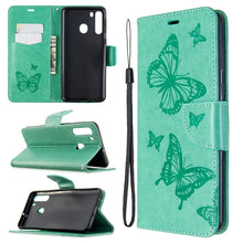 Load image into Gallery viewer, Two Butterflies Embossing Pattern Horizontal Flip Leather Case with Holder &amp; Card Slot &amp; Wallet &amp; Lanyard, For Galaxy A01, For Galaxy A21