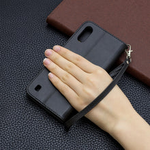 Load image into Gallery viewer, Retro Lambskin Texture Pure Color Horizontal Flip PU Leather Case with Holder &amp; Card Slots &amp; Wallet &amp; Lanyard, For Galaxy A01, For Galaxy A21