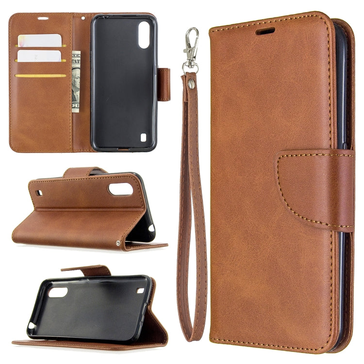 Retro Lambskin Texture Pure Color Horizontal Flip PU Leather Case with Holder & Card Slots & Wallet & Lanyard, For Galaxy A01, For Galaxy A21