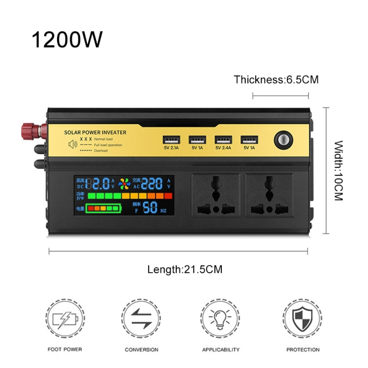 8896 1200W Car Smart Multi-functional Digital Display Inverter, 12V, 24V, 48V