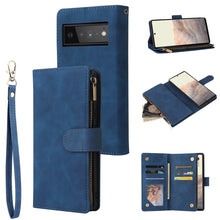 Load image into Gallery viewer, Multifunctional Frosted Zipper Wallet Leather Phone Case, For Samsung Galaxy A13 4G, For Samsung Galaxy A23, For OnePlus 9 Pro, For OnePlus 9, For Google Pixel 6 Pro, For Google Pixel 6a, For Google Pixel 7 5G, For Google Pixel 7 Pro 5G                ...