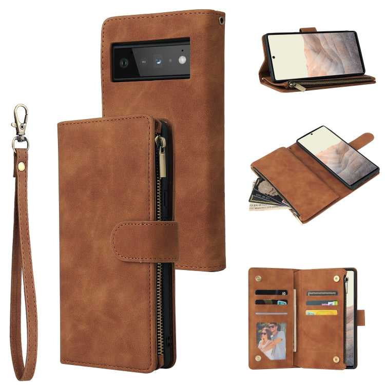 Multifunctional Frosted Zipper Wallet Leather Phone Case, For Samsung Galaxy A13 4G, For Samsung Galaxy A23, For OnePlus 9 Pro, For OnePlus 9, For Google Pixel 6 Pro, For Google Pixel 6a, For Google Pixel 7 5G, For Google Pixel 7 Pro 5G                ...