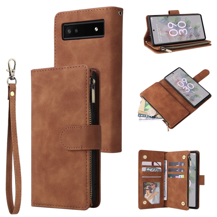Multifunctional Frosted Zipper Wallet Leather Phone Case, For Samsung Galaxy A13 4G, For Samsung Galaxy A23, For OnePlus 9 Pro, For OnePlus 9, For Google Pixel 6 Pro, For Google Pixel 6a, For Google Pixel 7 5G, For Google Pixel 7 Pro 5G                ...