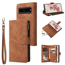 Load image into Gallery viewer, Multifunctional Frosted Zipper Wallet Leather Phone Case, For Samsung Galaxy A13 4G, For Samsung Galaxy A23, For OnePlus 9 Pro, For OnePlus 9, For Google Pixel 6 Pro, For Google Pixel 6a, For Google Pixel 7 5G, For Google Pixel 7 Pro 5G                ...