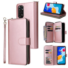 Load image into Gallery viewer, 9 Card Slots Zipper Wallet Bag Leather Phone Case, For Xiaomi Redmi Note 11S, For Samsung Galaxy A23