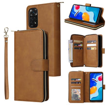 Load image into Gallery viewer, 9 Card Slots Zipper Wallet Bag Leather Phone Case, For Xiaomi Redmi Note 11S, For Samsung Galaxy A23